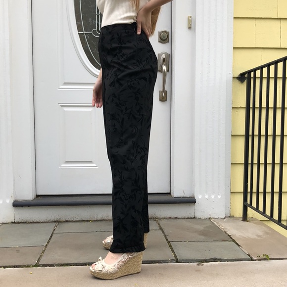 Talbots black with velvet design on side zip pants - Picture 2 of 7